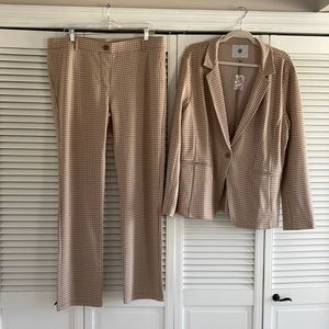 BetaBrand Gingham Blazer and Pant Suit Set